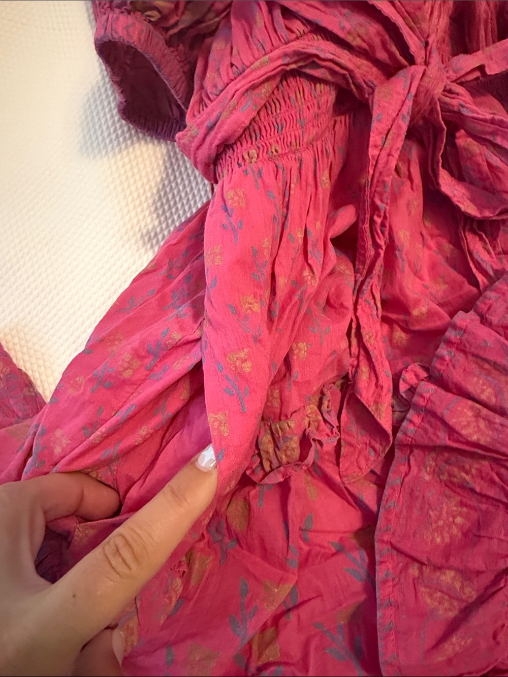 Cleobella Hot Pink Ruffle Mini Dress - Picture 8 of 9